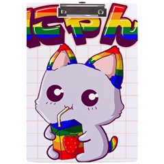 Gay Pride T- Shirt Gay Pride Kawaii Cat Strawberry Milk Rainbow Flag T- Shirt A4 Acrylic Clipboard by ZUXUMI