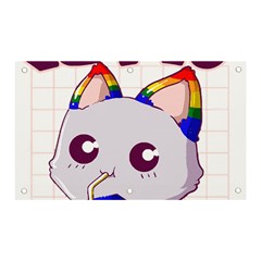 Gay Pride T- Shirt Gay Pride Kawaii Cat Strawberry Milk Rainbow Flag T- Shirt Banner And Sign 5  X 3  by ZUXUMI