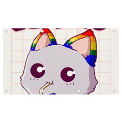 Gay Pride T- Shirt Gay Pride Kawaii Cat Strawberry Milk Rainbow Flag T- Shirt Banner And Sign 7  X 4  by ZUXUMI