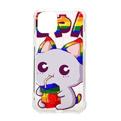 Gay Pride T- Shirt Gay Pride Kawaii Cat Strawberry Milk Rainbow Flag T- Shirt Iphone 11 Pro 5 8 Inch Tpu Uv Print Case by ZUXUMI