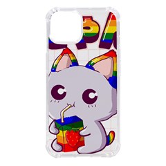 Gay Pride T- Shirt Gay Pride Kawaii Cat Strawberry Milk Rainbow Flag T- Shirt Iphone 14 Tpu Uv Print Case by ZUXUMI