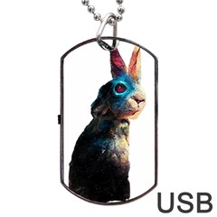 Rabbit T-shirtrabbit Watercolor Painting #rabbit T-shirt (3) Dog Tag Usb Flash (one Side) by EnriqueJohnson