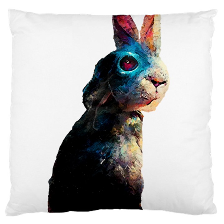 Rabbit T-shirtrabbit Watercolor Painting #rabbit T-shirt (3) Standard Premium Plush Fleece Cushion Case (One Side)