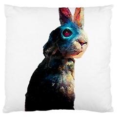 Rabbit T-shirtrabbit Watercolor Painting #rabbit T-shirt (3) Large Premium Plush Fleece Cushion Case (one Side) by EnriqueJohnson