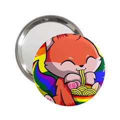 Gay Pride T- Shirt Gay Pride Kawaii Fox Ramen Noodles Rainbow Flag T- Shirt 2 25  Handbag Mirrors by ZUXUMI