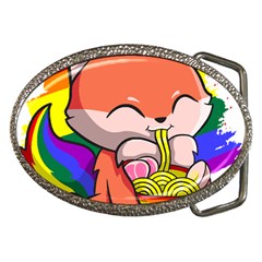 Gay Pride T- Shirt Gay Pride Kawaii Fox Ramen Noodles Rainbow Flag T- Shirt Belt Buckles by ZUXUMI