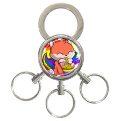 Gay Pride T- Shirt Gay Pride Kawaii Fox Ramen Noodles Rainbow Flag T- Shirt 3-ring Key Chain by ZUXUMI