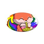 Gay Pride T- Shirt Gay Pride Kawaii Fox Ramen Noodles Rainbow Flag T- Shirt Sticker (Oval) Front