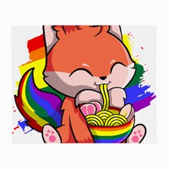 Gay Pride T- Shirt Gay Pride Kawaii Fox Ramen Noodles Rainbow Flag T- Shirt Small Glasses Cloth by ZUXUMI