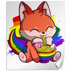 Gay Pride T- Shirt Gay Pride Kawaii Fox Ramen Noodles Rainbow Flag T- Shirt Canvas 8  X 10  by ZUXUMI