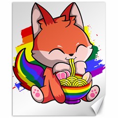 Gay Pride T- Shirt Gay Pride Kawaii Fox Ramen Noodles Rainbow Flag T- Shirt Canvas 16  X 20  by ZUXUMI