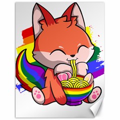 Gay Pride T- Shirt Gay Pride Kawaii Fox Ramen Noodles Rainbow Flag T- Shirt Canvas 18  X 24  by ZUXUMI