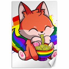 Gay Pride T- Shirt Gay Pride Kawaii Fox Ramen Noodles Rainbow Flag T- Shirt Canvas 20  X 30  by ZUXUMI