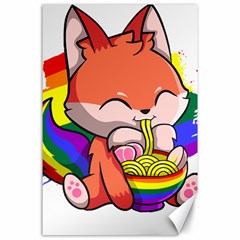 Gay Pride T- Shirt Gay Pride Kawaii Fox Ramen Noodles Rainbow Flag T- Shirt Canvas 24  X 36  by ZUXUMI