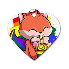 Gay Pride T- Shirt Gay Pride Kawaii Fox Ramen Noodles Rainbow Flag T- Shirt Dog Tag Heart (one Side) by ZUXUMI