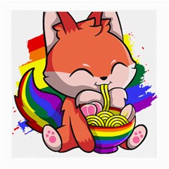 Gay Pride T- Shirt Gay Pride Kawaii Fox Ramen Noodles Rainbow Flag T- Shirt Medium Glasses Cloth (2 Sides) by ZUXUMI