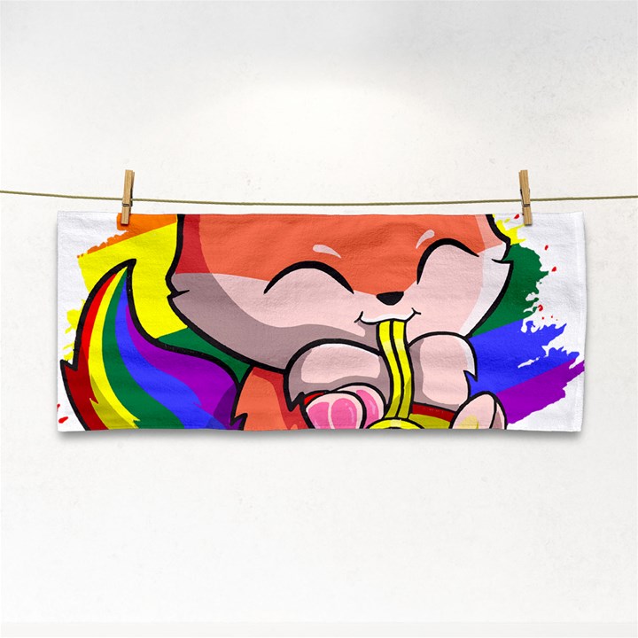 Gay Pride T- Shirt Gay Pride Kawaii Fox Ramen Noodles Rainbow Flag T- Shirt Hand Towel