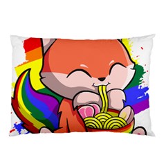 Gay Pride T- Shirt Gay Pride Kawaii Fox Ramen Noodles Rainbow Flag T- Shirt Pillow Case by ZUXUMI