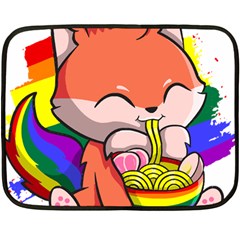 Gay Pride T- Shirt Gay Pride Kawaii Fox Ramen Noodles Rainbow Flag T- Shirt Fleece Blanket (mini) by ZUXUMI