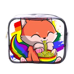 Gay Pride T- Shirt Gay Pride Kawaii Fox Ramen Noodles Rainbow Flag T- Shirt Mini Toiletries Bag (one Side) by ZUXUMI