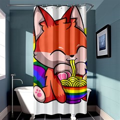 Gay Pride T- Shirt Gay Pride Kawaii Fox Ramen Noodles Rainbow Flag T- Shirt Shower Curtain 36  X 72  (stall)  by ZUXUMI