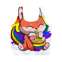 Gay Pride T- Shirt Gay Pride Kawaii Fox Ramen Noodles Rainbow Flag T- Shirt Full Print Recycle Bag (m) by ZUXUMI