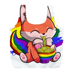 Gay Pride T- Shirt Gay Pride Kawaii Fox Ramen Noodles Rainbow Flag T- Shirt Full Print Recycle Bag (l) by ZUXUMI