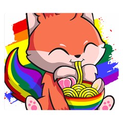 Gay Pride T- Shirt Gay Pride Kawaii Fox Ramen Noodles Rainbow Flag T- Shirt Two Sides Premium Plush Fleece Blanket (small) by ZUXUMI