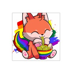 Gay Pride T- Shirt Gay Pride Kawaii Fox Ramen Noodles Rainbow Flag T- Shirt Satin Bandana Scarf 22  X 22  by ZUXUMI