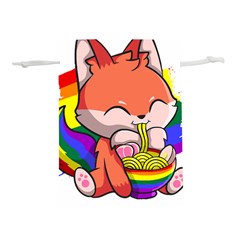 Gay Pride T- Shirt Gay Pride Kawaii Fox Ramen Noodles Rainbow Flag T- Shirt Lightweight Drawstring Pouch (m) by ZUXUMI