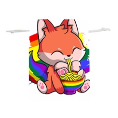 Gay Pride T- Shirt Gay Pride Kawaii Fox Ramen Noodles Rainbow Flag T- Shirt Lightweight Drawstring Pouch (l) by ZUXUMI