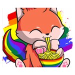 Gay Pride T- Shirt Gay Pride Kawaii Fox Ramen Noodles Rainbow Flag T- Shirt Premium Plush Fleece Blanket (Small) 50 x40  Blanket Front