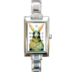 Rabbit T-shirtrabbit Watercolor Painting #rabbit T-shirt (5) Rectangle Italian Charm Watch