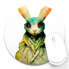 Rabbit T-shirtrabbit Watercolor Painting #rabbit T-shirt (5) Round Mousepad