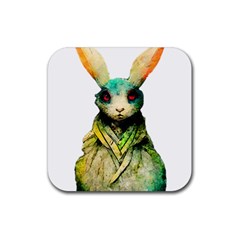 Rabbit T-shirtrabbit Watercolor Painting #rabbit T-shirt (5) Rubber Coaster (Square)