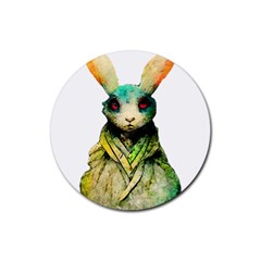 Rabbit T-shirtrabbit Watercolor Painting #rabbit T-shirt (5) Rubber Round Coaster (4 pack)