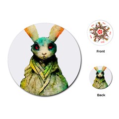 Rabbit T-shirtrabbit Watercolor Painting #rabbit T-shirt (5) Playing Cards Single Design (Round)