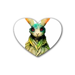 Rabbit T-shirtrabbit Watercolor Painting #rabbit T-shirt (5) Rubber Coaster (Heart)