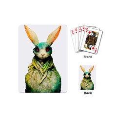 Rabbit T-shirtrabbit Watercolor Painting #rabbit T-shirt (5) Playing Cards Single Design (Mini)