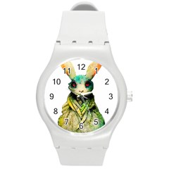 Rabbit T-shirtrabbit Watercolor Painting #rabbit T-shirt (5) Round Plastic Sport Watch (M)