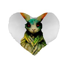 Rabbit T-shirtrabbit Watercolor Painting #rabbit T-shirt (5) Standard 16  Premium Flano Heart Shape Cushions