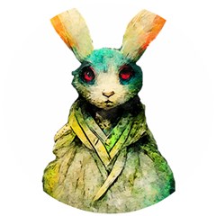 Rabbit T-shirtrabbit Watercolor Painting #rabbit T-shirt (5) Wooden Puzzle Round