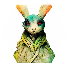 Rabbit T-shirtrabbit Watercolor Painting #rabbit T-shirt (5) Wooden Puzzle Hexagon