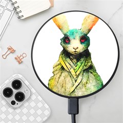 Rabbit T-shirtrabbit Watercolor Painting #rabbit T-shirt (5) Wireless Fast Charger(Black)