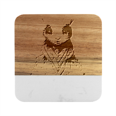 Rabbit T-shirtrabbit Watercolor Painting #rabbit T-shirt (5) Marble Wood Coaster (Square)