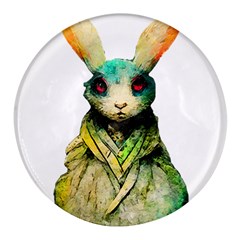 Rabbit T-shirtrabbit Watercolor Painting #rabbit T-shirt (5) Round Glass Fridge Magnet (4 pack)