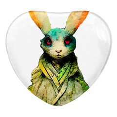 Rabbit T-shirtrabbit Watercolor Painting #rabbit T-shirt (5) Heart Glass Fridge Magnet (4 pack)