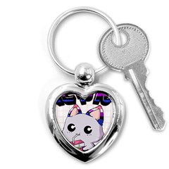 Genderfluid T- Shirt Genderfluid Pride Kawaii Cat Strawberry Milk T- Shirt Key Chain (heart) by ZUXUMI