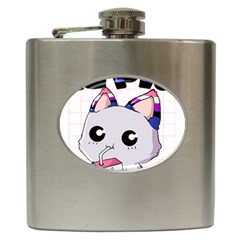 Genderfluid T- Shirt Genderfluid Pride Kawaii Cat Strawberry Milk T- Shirt Hip Flask (6 Oz) by ZUXUMI