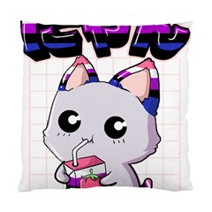 Genderfluid T- Shirt Genderfluid Pride Kawaii Cat Strawberry Milk T- Shirt Standard Cushion Case (two Sides) by ZUXUMI